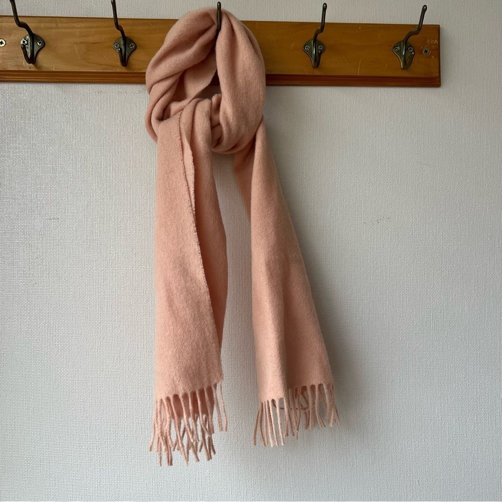 Vtg 100% Merino Wool Scarf Peach 53 in x 12 in Made in West Germany for Macy’s